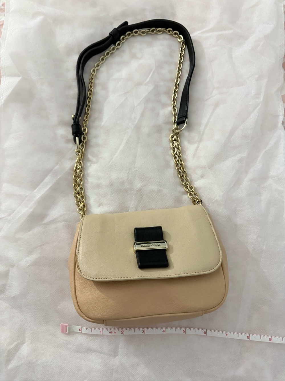 See By Chloe Two-Tone Beige and Cream Chain Crossbody